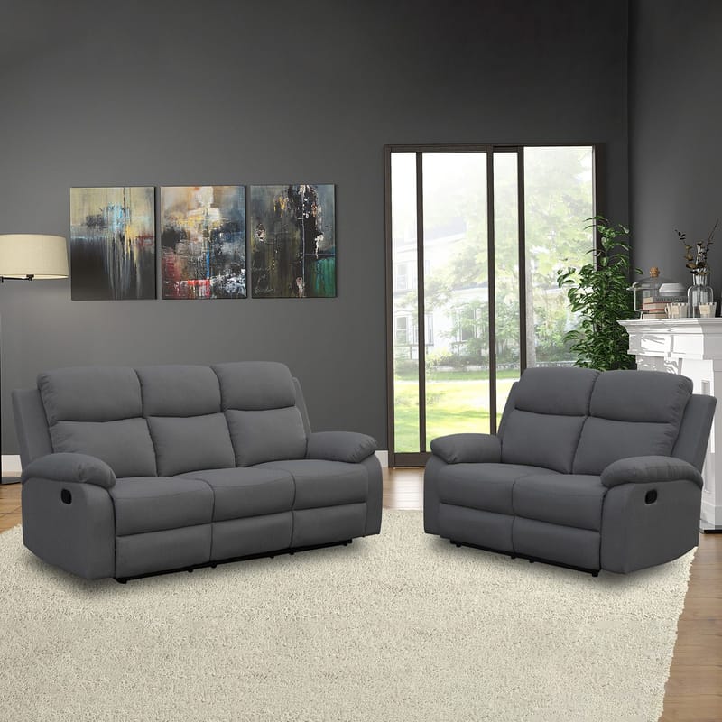 Reclinersofa Toviny 3-seter med manuell mekanisme - mørk grå - Møbler - Sofaer - Reclinersofaer