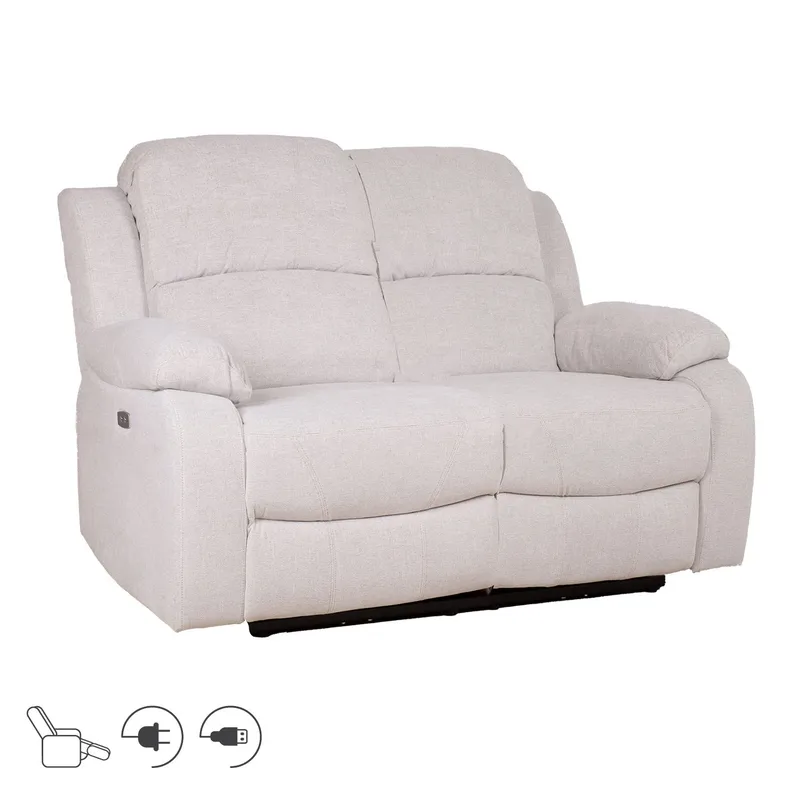 Reclinersofa Tränor 2-seter med elektrisk mekanisme, naturhvit