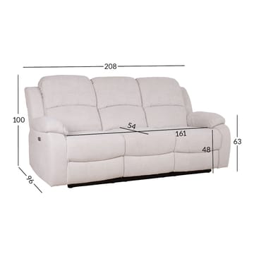 Reclinersofa Tränor 3-seter med elektrisk mekanisme - naturhvit - Møbler - Sofaer - Reclinersofaer