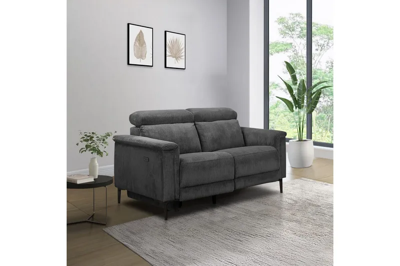 Reclinersofa uten hjørne Loft24 Lund reclinersofa 2-seter Grå - Møbler - Sofaer - Reclinersofaer