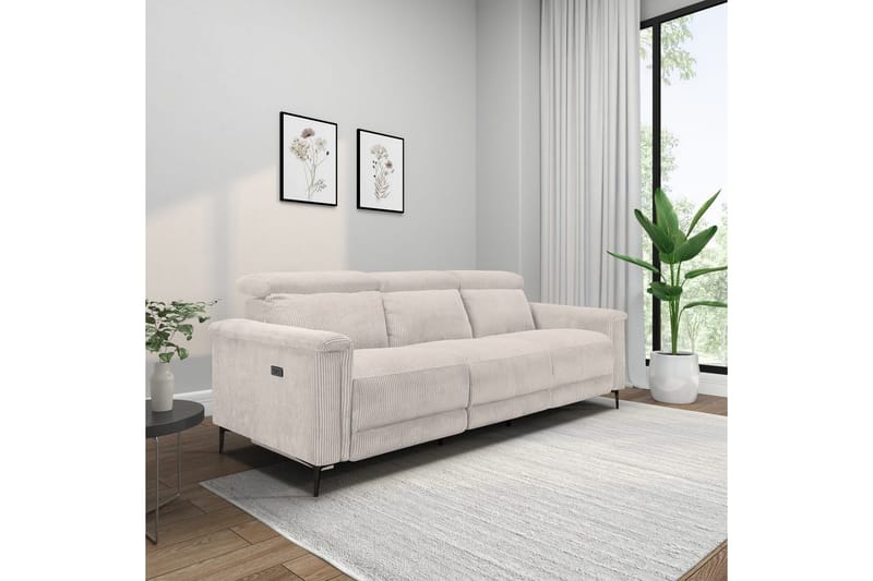 Reclinersofa uten hjørne Loft24 Lund reclinersofa 3-seter Vit - Møbler - Sofaer - Reclinersofaer