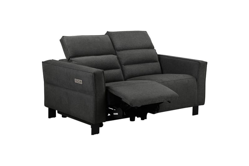 Reclinersofa uten hjørne Loft24 Sofa 2-seter Loft24 Carpari med elektrisk oppfellbart fotstøtte Grå Belfast-stoff - Møbler - Sofaer - Reclinersofaer