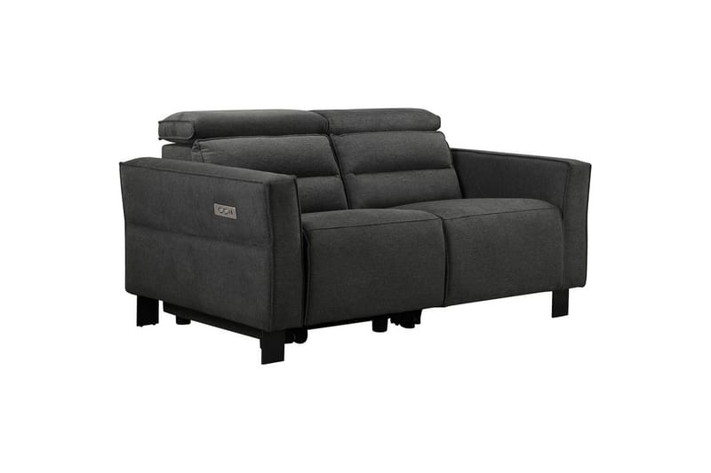 Reclinersofa uten hjørne Loft24 Sofa 2-seter Loft24 Carpari med elektrisk oppfellbart fotstøtte Grå Belfast-stoff - Møbler - Sofaer - Reclinersofaer