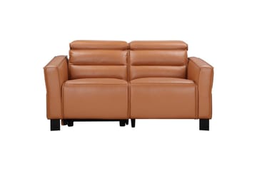 Reclinersofa uten hjørne Loft24 Sofa 2-seter Loft24 Carpari med manuelt oppfellbart fotstøtte Brun Belfast-stoff - Møbler - Sofaer - Reclinersofaer