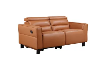 Reclinersofa uten hjørne Loft24 Sofa 2-seter Loft24 Carpari med manuelt oppfellbart fotstøtte Brun Belfast-stoff - Møbler - Sofaer - Reclinersofaer