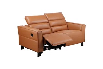 Reclinersofa uten hjørne Loft24 Sofa 2-seter Loft24 Carpari med manuelt oppfellbart fotstøtte Brun Belfast-stoff - Møbler - Sofaer - Reclinersofaer