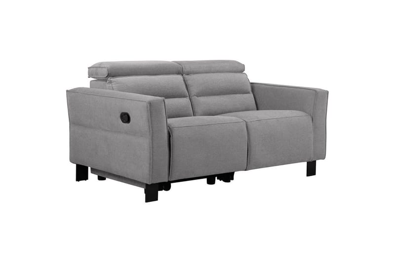Reclinersofa uten hjørne Loft24 Sofa 2-seter Loft24 Carpari med manuelt oppfellbart fotstøtte Grå Belfast-stoff - Møbler - Sofaer - Reclinersofaer