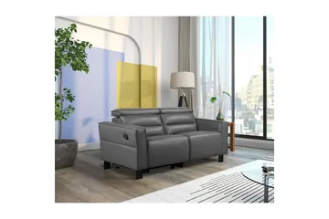 Reclinersofa uten hjørne Loft24 Sofa 2-seter Loft24 Carpari med manuelt oppfellbart fotstøtte Grå Kunstskinn - Møbler - Sofaer - Reclinersofaer