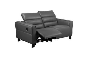 Reclinersofa uten hjørne Loft24 Sofa 2-seter Loft24 Carpari med manuelt oppfellbart fotstøtte Grå Kunstskinn - Møbler - Sofaer - Reclinersofaer