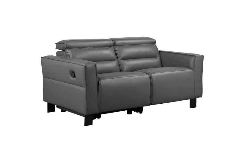Reclinersofa uten hjørne Loft24 Sofa 2-seter Loft24 Carpari med manuelt oppfellbart fotstøtte Grå Kunstskinn - Møbler - Sofaer - Reclinersofaer