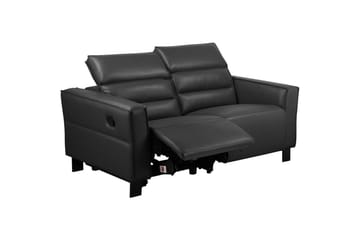 Reclinersofa uten hjørne Loft24 Sofa 2-seter Loft24 Carpari med manuelt oppfellbart fotstøtte Svart Kunstskinn - Møbler - Sofaer - Reclinersofaer