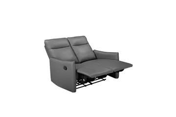 Reclinersofa uten hjørne Loft24 Sofa 2-seter Loft24 Lugo Grå Kunstskinn - Møbler - Sofaer - Reclinersofaer