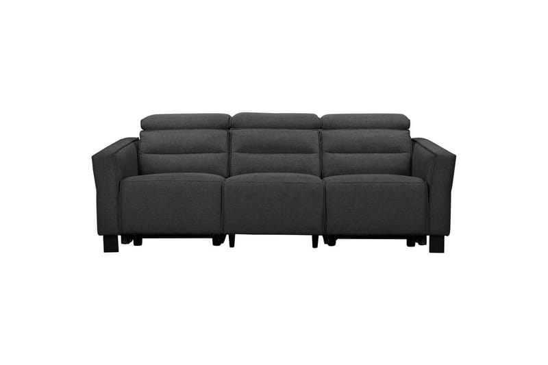 Reclinersofa uten hjørne Loft24 Sofa 3-seter Loft24 Carpari med 2 elektriske reclinere Grå Belfast-stoff