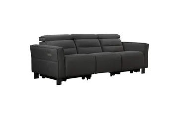 Reclinersofa uten hjørne Loft24 Sofa 3-seter Loft24 Carpari med 2 elektriske reclinere Grå Belfast-stoff - Møbler - Sofaer - Reclinersofaer