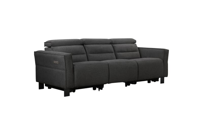Reclinersofa uten hjørne Loft24 Sofa 3-seter Loft24 Carpari med 2 elektriske reclinere Grå Belfast-stoff - Møbler - Sofaer - Reclinersofaer