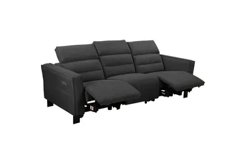 Reclinersofa uten hjørne Loft24 Sofa 3-seter Loft24 Carpari med 2 elektriske reclinere Grå Belfast-stoff - Møbler - Sofaer - Reclinersofaer
