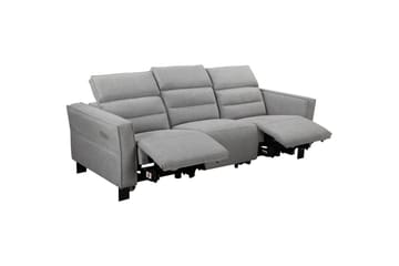 Reclinersofa uten hjørne Loft24 Sofa 3-seter Loft24 Carpari med 2 elektriske reclinere Grå1 Belfast-stoff - Møbler - Sofaer - Reclinersofaer