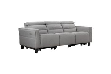 Reclinersofa uten hjørne Loft24 Sofa 3-seter Loft24 Carpari med 2 elektriske reclinere Grå1 Belfast-stoff - Møbler - Sofaer - Reclinersofaer
