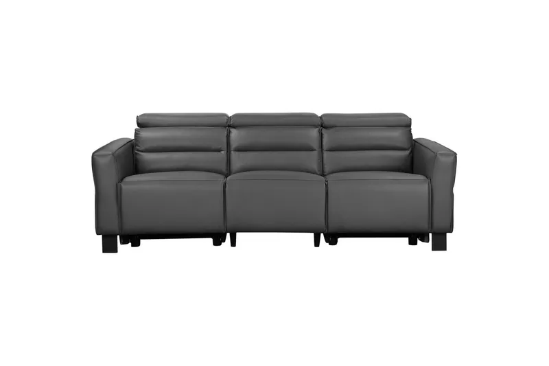 Reclinersofa uten hjørne Loft24 Sofa 3-seter Loft24 Carpari med 2 manuelle oppfellbare fotstøtter Grå Belfast-stoff
