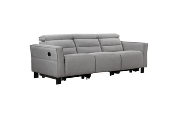 Reclinersofa uten hjørne Loft24 Sofa 3-seter Loft24 Carpari med 2 manuelle oppfellbare fotstøtter Grå1 Belfast-stoff - Møbler - Sofaer - Reclinersofaer