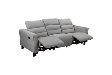 Reclinersofa uten hjørne Loft24 Sofa 3-seter Loft24 Carpari med 2 manuelle oppfellbare fotstøtter Grå1 Belfast-stoff - Møbler - Sofaer - Reclinersofaer