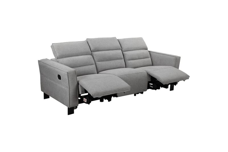 Reclinersofa uten hjørne Loft24 Sofa 3-seter Loft24 Carpari med 2 manuelle oppfellbare fotstøtter Grå1 Belfast-stoff - Møbler - Sofaer - Reclinersofaer
