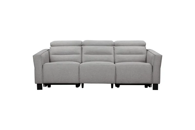 Reclinersofa uten hjørne Loft24 Sofa 3-seter Loft24 Carpari med 2 manuelle oppfellbare fotstøtter Grå1 Belfast-stoff - Møbler - Sofaer - Reclinersofaer