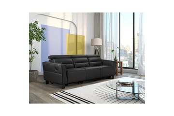 Reclinersofa uten hjørne Loft24 Sofa 3-seter Loft24 Carpari med 2 manuelle oppfellbare fotstøtter Svart Belfast-stoff - Møbler - Sofaer - Reclinersofaer