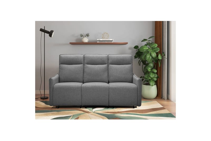 Reclinersofa uten hjørne Loft24 Sofa 3-seter Loft24 Lugo Grå 100 % polyester - Møbler - Sofaer - Reclinersofaer