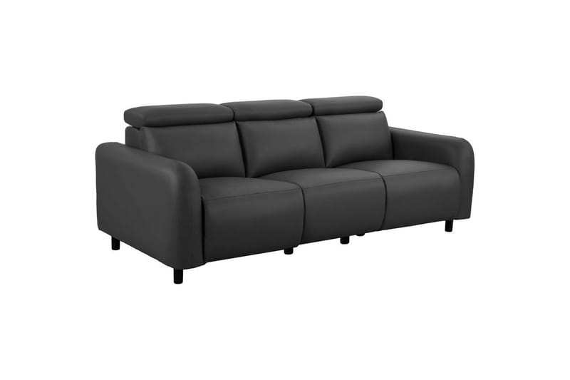 Reclinersofa uten hjørne Loft24 Sofa 3-seter Loft24 Skaane med 2 elektriske reclinere Grå Kunstskinn - Møbler - Sofaer - Reclinersofaer