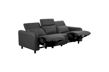 Reclinersofa uten hjørne Loft24 Sofa 3-seter Loft24 Skaane med 2 elektriske reclinere Grå Kunstskinn - Møbler - Sofaer - Reclinersofaer