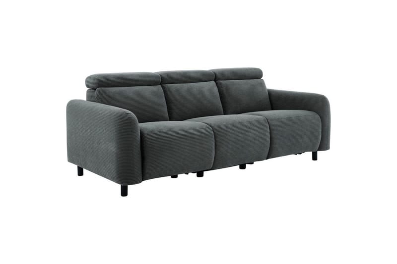 Reclinersofa uten hjørne Loft24 Sofa 3-seter Loft24 Skaane med 2 elektriske reclinere Grå Manchester - Møbler - Sofaer - Reclinersofaer