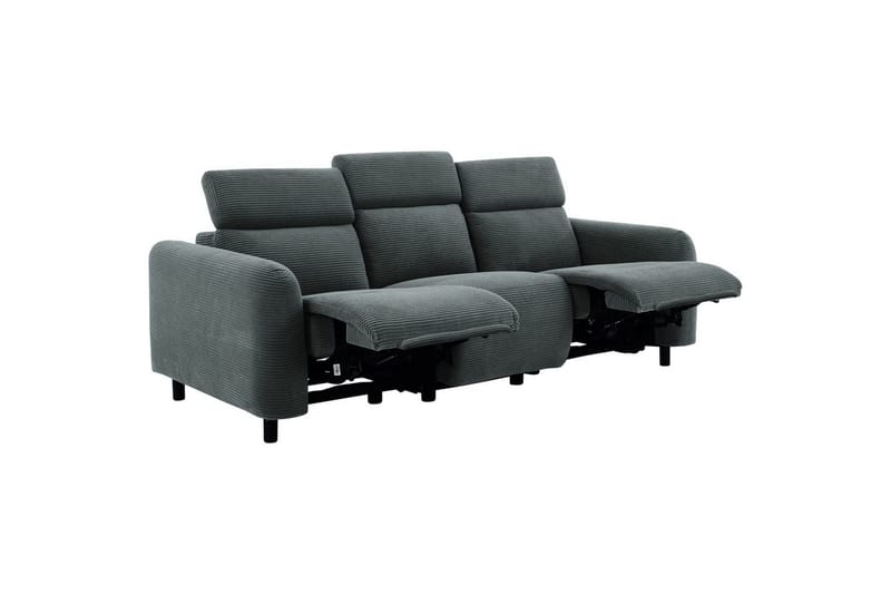 Reclinersofa uten hjørne Loft24 Sofa 3-seter Loft24 Skaane med 2 elektriske reclinere Grå Manchester - Møbler - Sofaer - Reclinersofaer