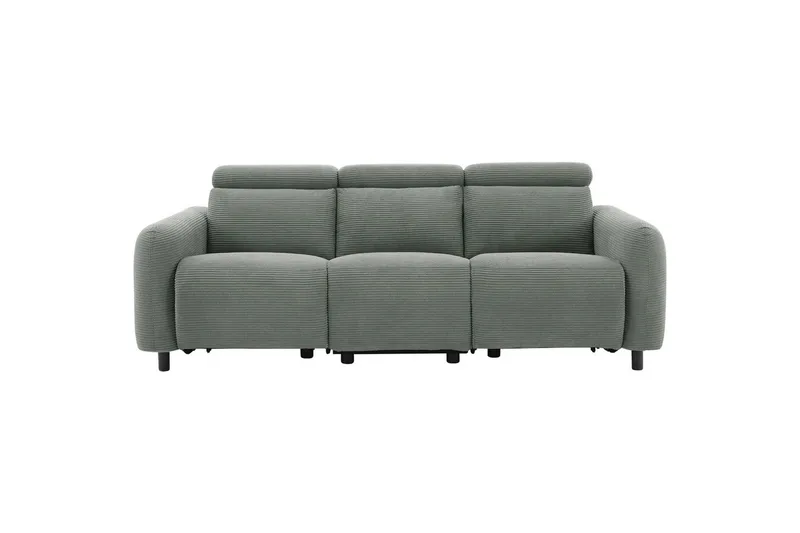 Reclinersofa uten hjørne Loft24 Sofa 3-seter Loft24 Skaane med 2 elektriske reclinere Grå Manchester