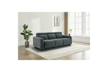 Reclinersofa uten hjørne Loft24 Sofa 3-seter Loft24 Skaane med 2 elektriske reclinere Grå Manchester - Møbler - Sofaer - Reclinersofaer
