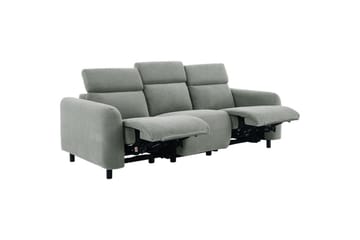 Reclinersofa uten hjørne Loft24 Sofa 3-seter Loft24 Skaane med 2 elektriske reclinere Grå Manchester - Møbler - Sofaer - Reclinersofaer