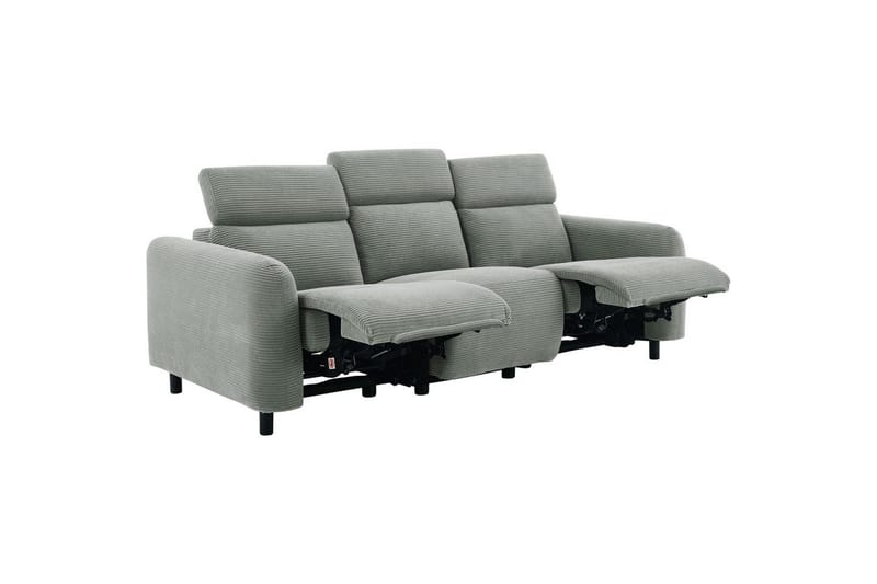 Reclinersofa uten hjørne Loft24 Sofa 3-seter Loft24 Skaane med 2 elektriske reclinere Grå Manchester - Møbler - Sofaer - Reclinersofaer