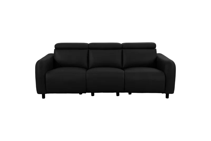 Reclinersofa uten hjørne Loft24 Sofa 3-seter Loft24 Skaane med 2 elektriske reclinere Svart Kunstskinn