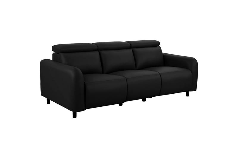 Reclinersofa uten hjørne Loft24 Sofa 3-seter Loft24 Skaane med 2 elektriske reclinere Svart Kunstskinn - Møbler - Sofaer - Reclinersofaer