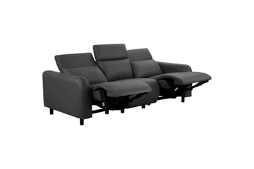 Reclinersofa uten hjørne Loft24 Sofa 3-seter Loft24 Skaane med 2 manuelle reclinere Grå Kunstskinn - Møbler - Sofaer - Reclinersofaer
