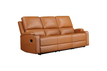 Reclinersofa uten hjørne Loft24 Sofa 3-seters Loft24 Dallas Brun Kunstskinn - Møbler - Sofaer - Reclinersofaer