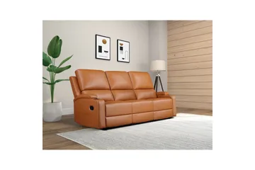 Reclinersofa uten hjørne Loft24 Sofa 3-seters Loft24 Dallas Brun Kunstskinn - Møbler - Sofaer - Reclinersofaer