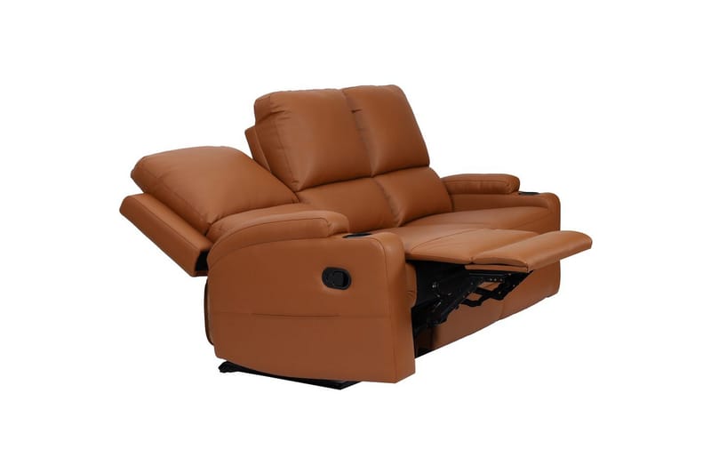 Reclinersofa uten hjørne Loft24 Sofa 3-seters Loft24 Dallas Brun Kunstskinn - Møbler - Sofaer - Reclinersofaer