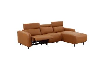 Skaane 3-seter Høyre L-formet Hjørnesofa med Recliner i Skinn - Brun - Møbler - Sofaer - Reclinersofaer