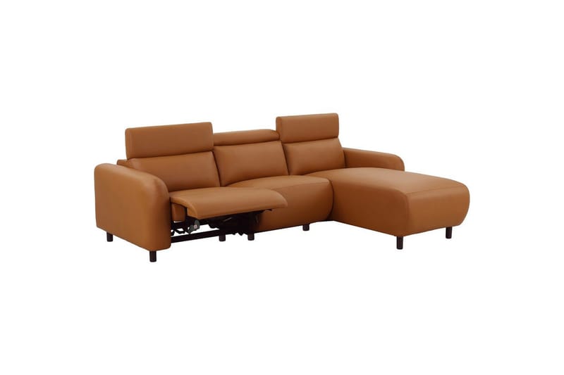 Skaane 3-seter Høyre L-formet Hjørnesofa med Recliner i Skinn - Brun - Møbler - Sofaer - Reclinersofaer