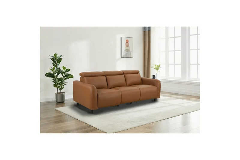 Skaane 3-seter Rektangulær Reclinersofa 229 cm i Skinn - Cognac - Møbler - Sofaer - Reclinersofaer