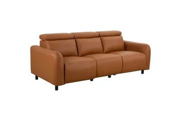 Skaane Dyp 3-seter Kinosofa med Recliner og Runde Armlener i Skinn - Brun - Møbler - Sofaer - Reclinersofaer