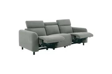 Skaane Dyp 3-seter Kinosofa med Recliner og Runde Armlener i Stoff - Grå - Møbler - Sofaer - Reclinersofaer