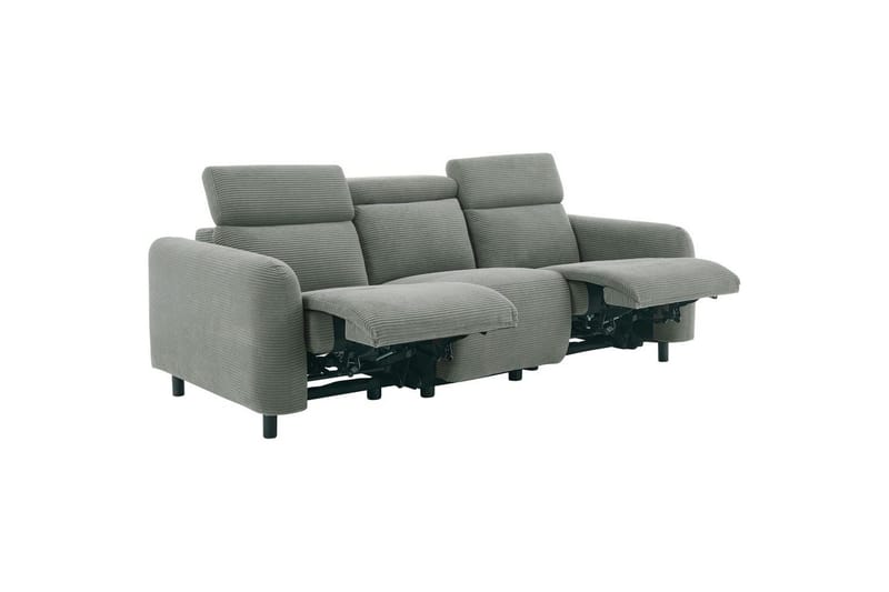 Skaane Dyp 3-seter Kinosofa med Recliner og Runde Armlener i Stoff - Grå - Møbler - Sofaer - Reclinersofaer