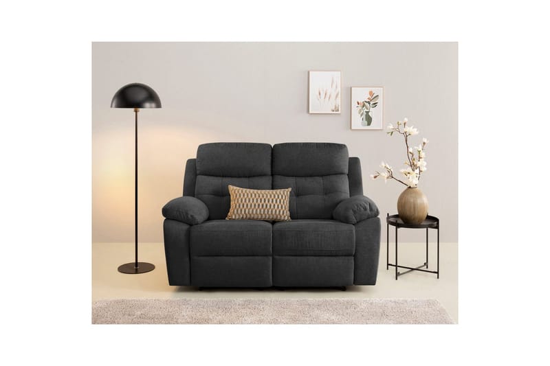Sofa 2-seter Lannilis Antrasitt, Stoff/tre/metall - Antrasitt, Stoff/tre/metall - Møbler - Sofaer - Reclinersofaer